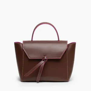 Siena Mini Leather Satchel Crossbody Bag - Chocolate