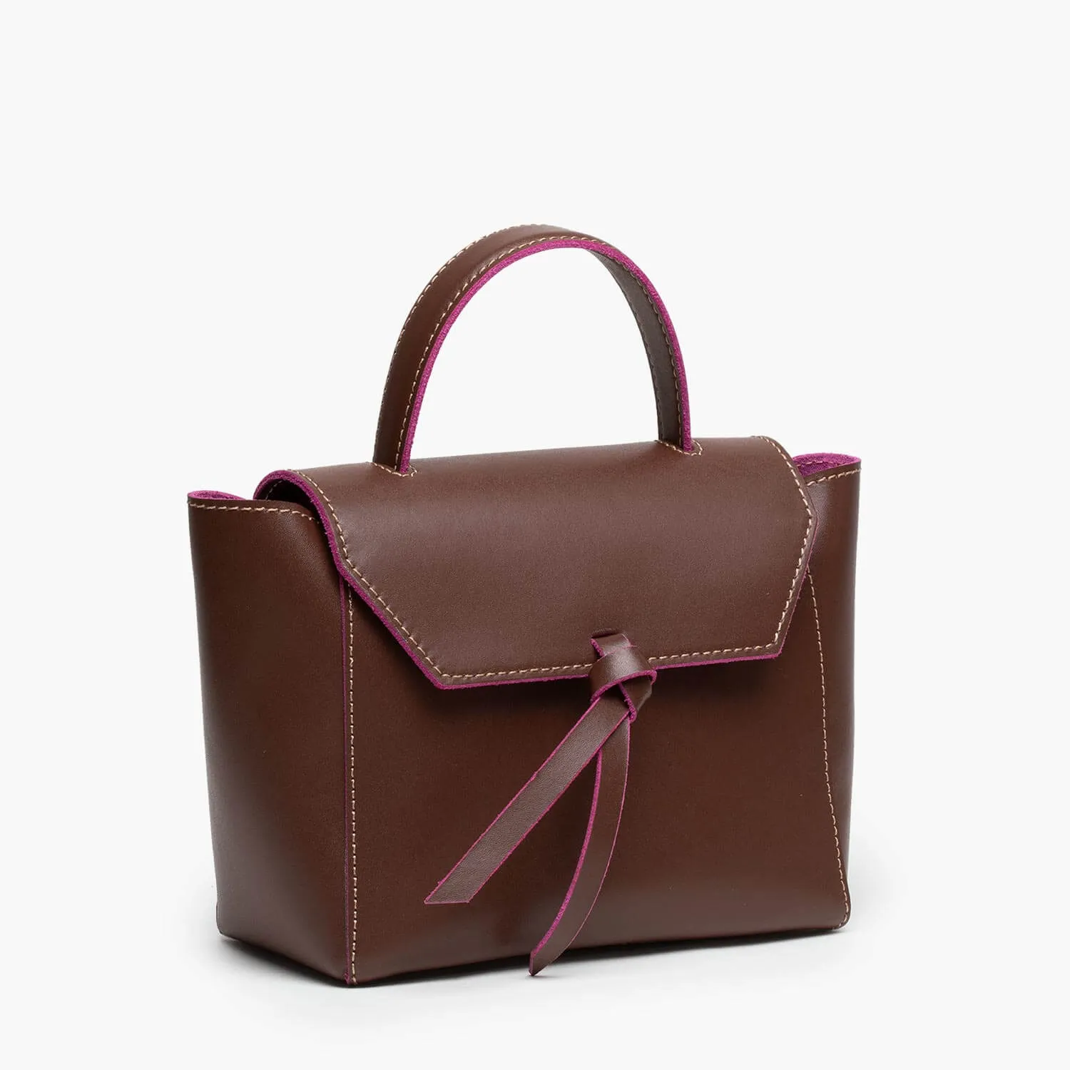Siena Mini Leather Satchel Crossbody Bag - Chocolate