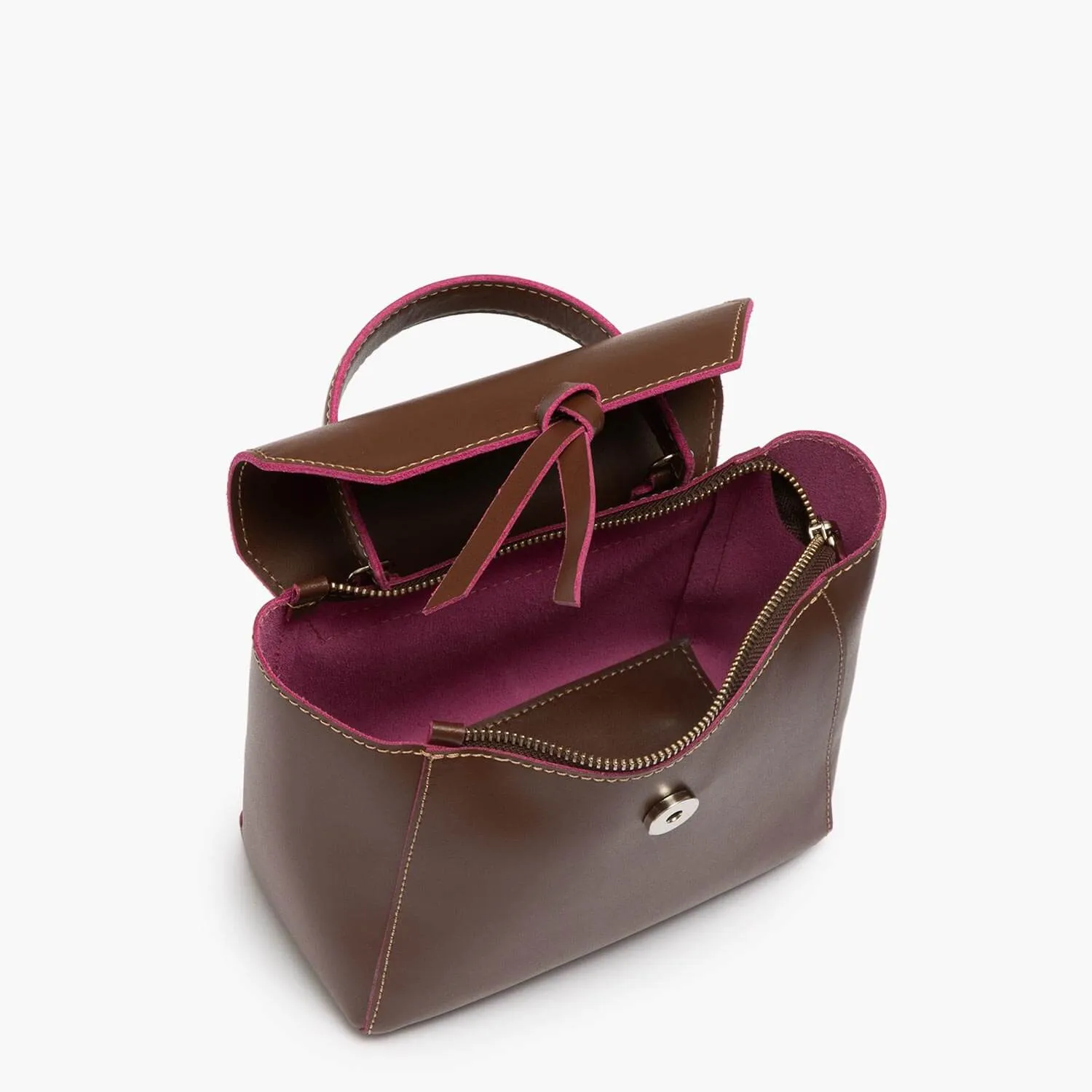 Siena Mini Leather Satchel Crossbody Bag - Chocolate