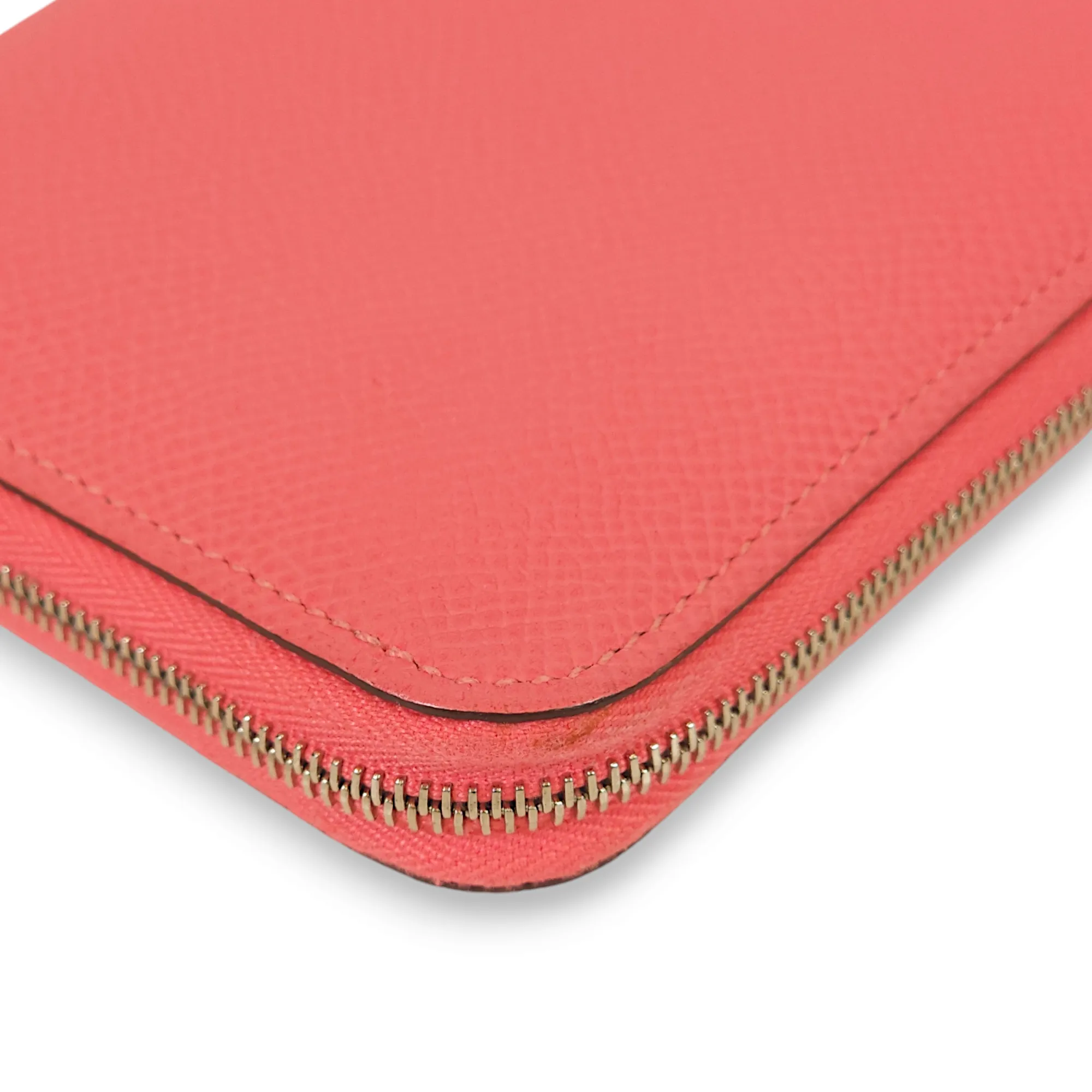 Silk'in Compact Rose Azalee Wallet in Epsom, Palladium hardware