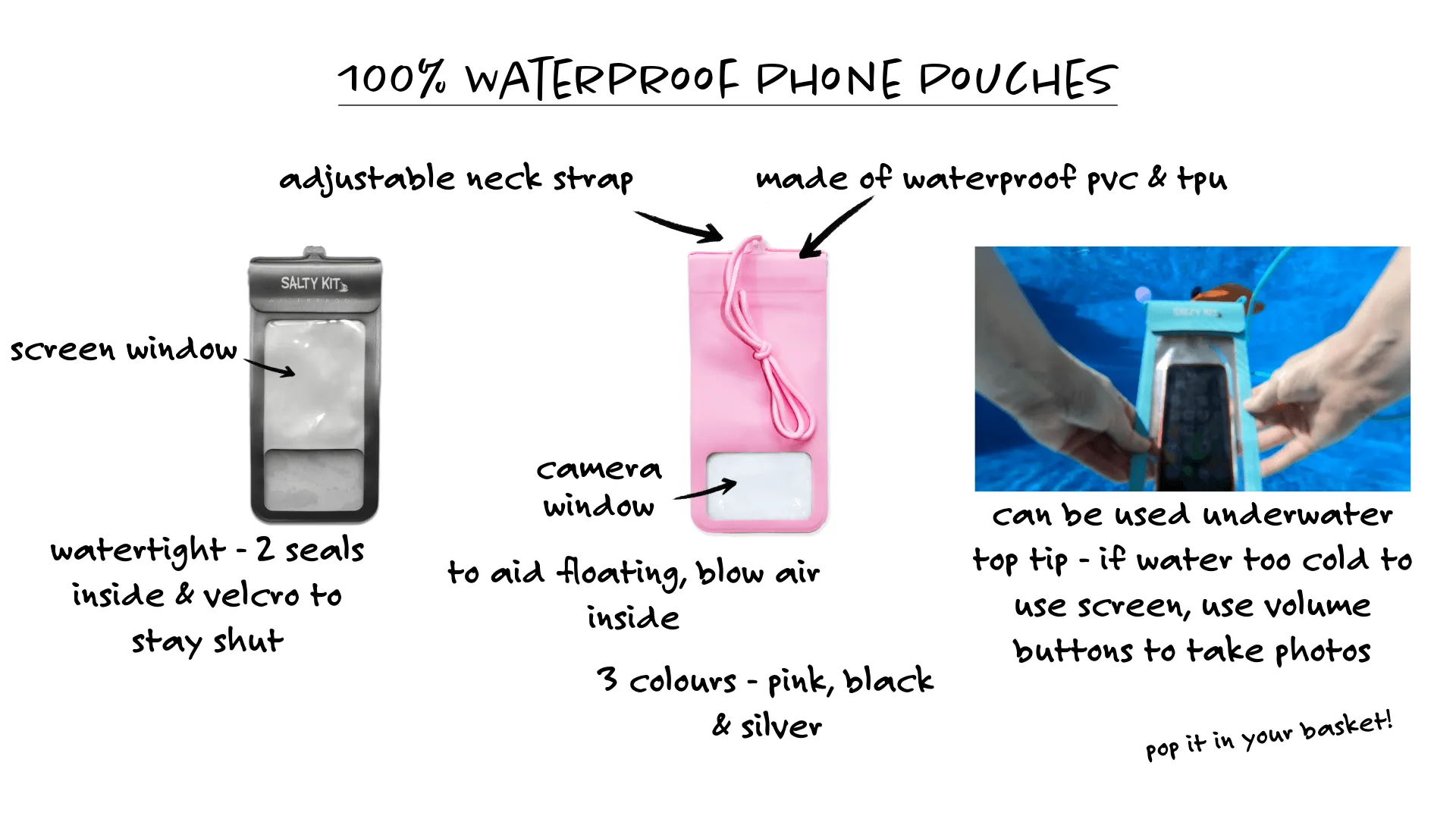 Silver Waterproof Phone Case - IPX8 rated