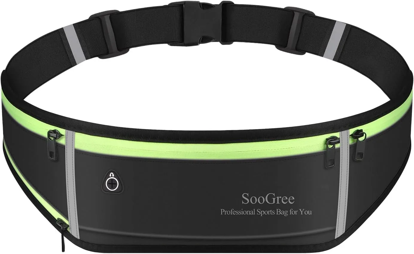 Slim Running Belt Fanny Packs for Women & Men Runners Pouch Waist Pack Phone Holder Large Crossbody Runners Bag Gear Accessories for Running Hiking Traveling Sports Adjustable Strap