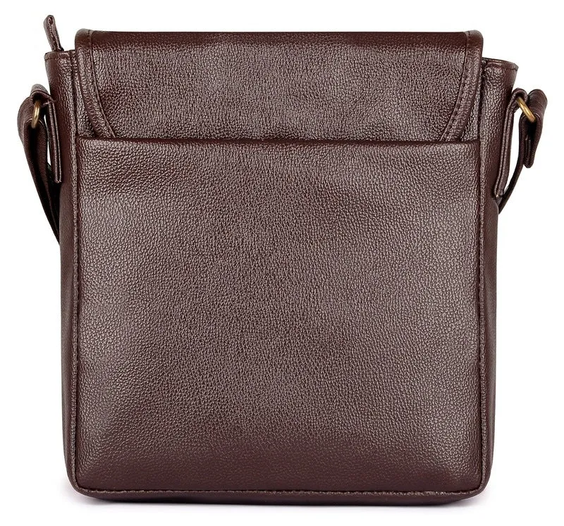 Sling Bag - Premium Leatherette with Metal Fittings | 25 cm | Chocolate