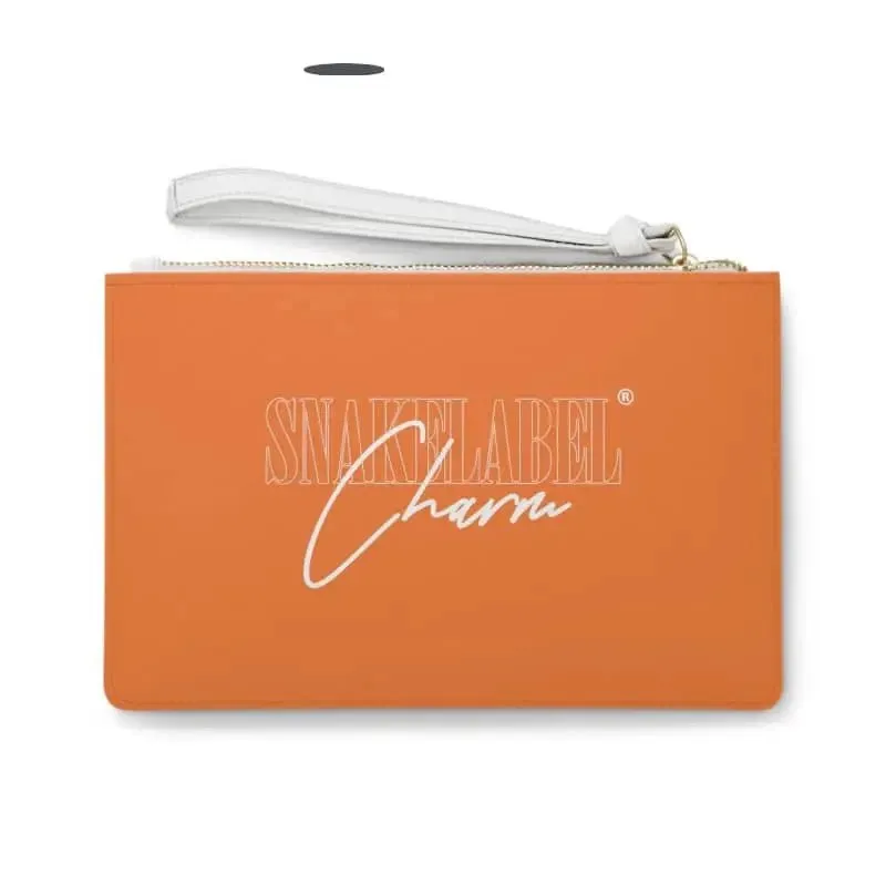 Snake Clutch Bag with Loop Handle, Vegan Leather & Wrist Strap