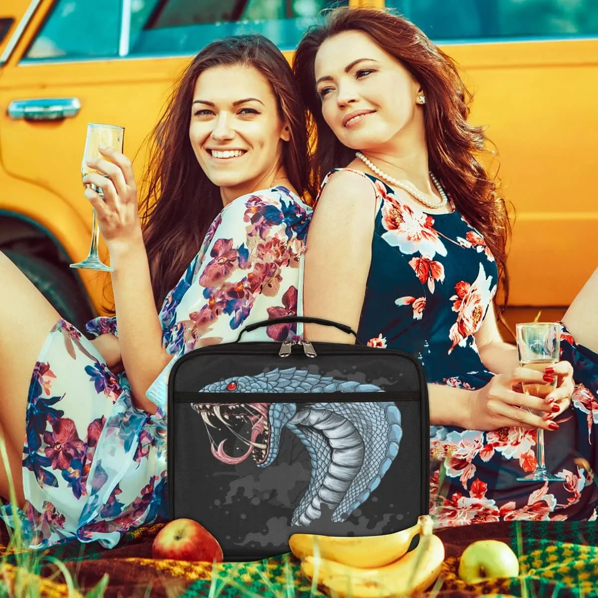 Snake Kids Lunch Box for Girls Boys Toddler Insulated Lunch Bags, Terrible Snake Mini Cooler Back to School Lunch Tote Bag Portable Thermal Meal Tote Kit Soft Bag