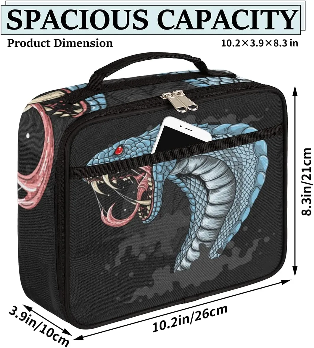 Snake Kids Lunch Box for Girls Boys Toddler Insulated Lunch Bags, Terrible Snake Mini Cooler Back to School Lunch Tote Bag Portable Thermal Meal Tote Kit Soft Bag