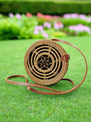 Star Shell Brown Round Sling  Bag