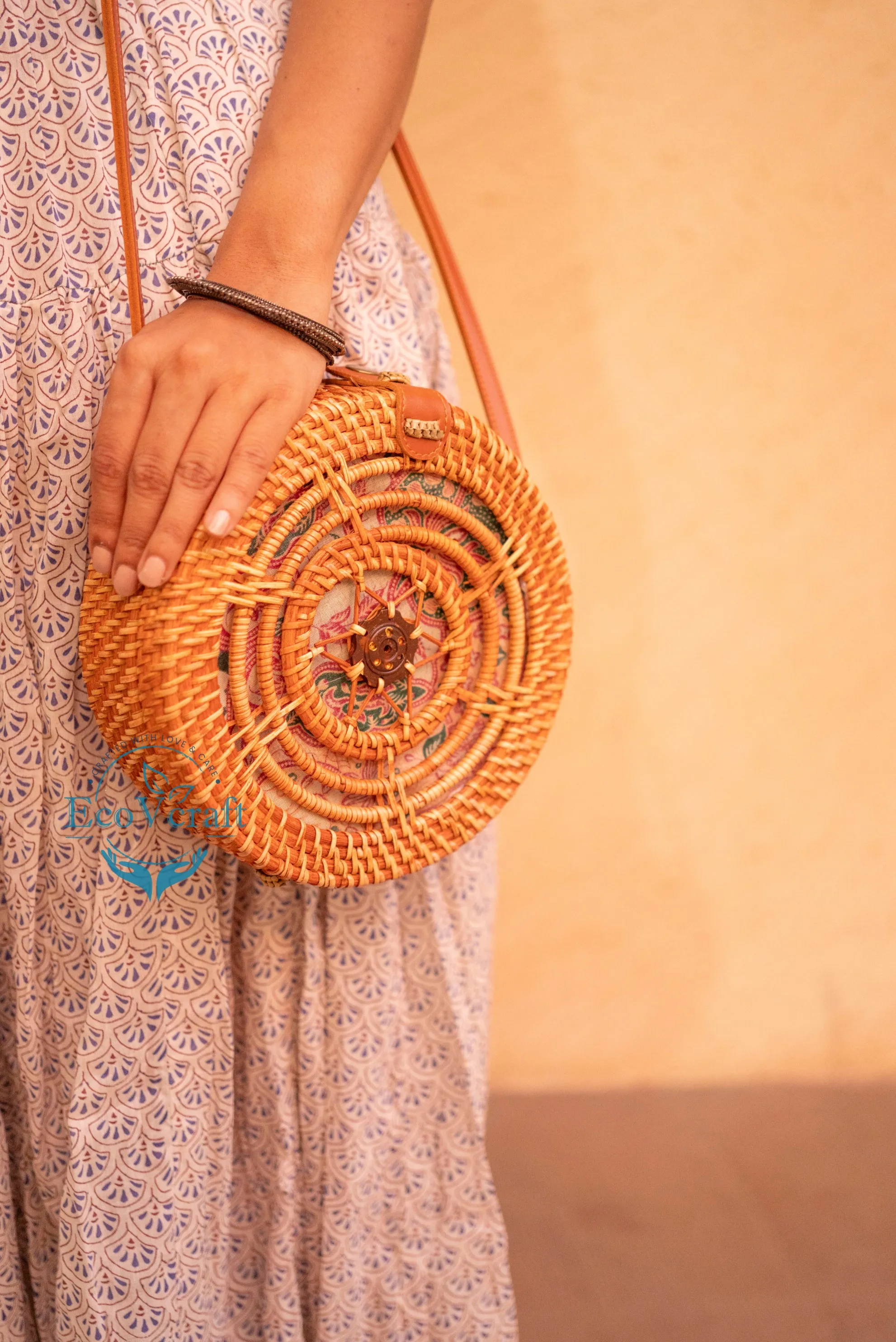 Star Shell Brown Round Sling  Bag