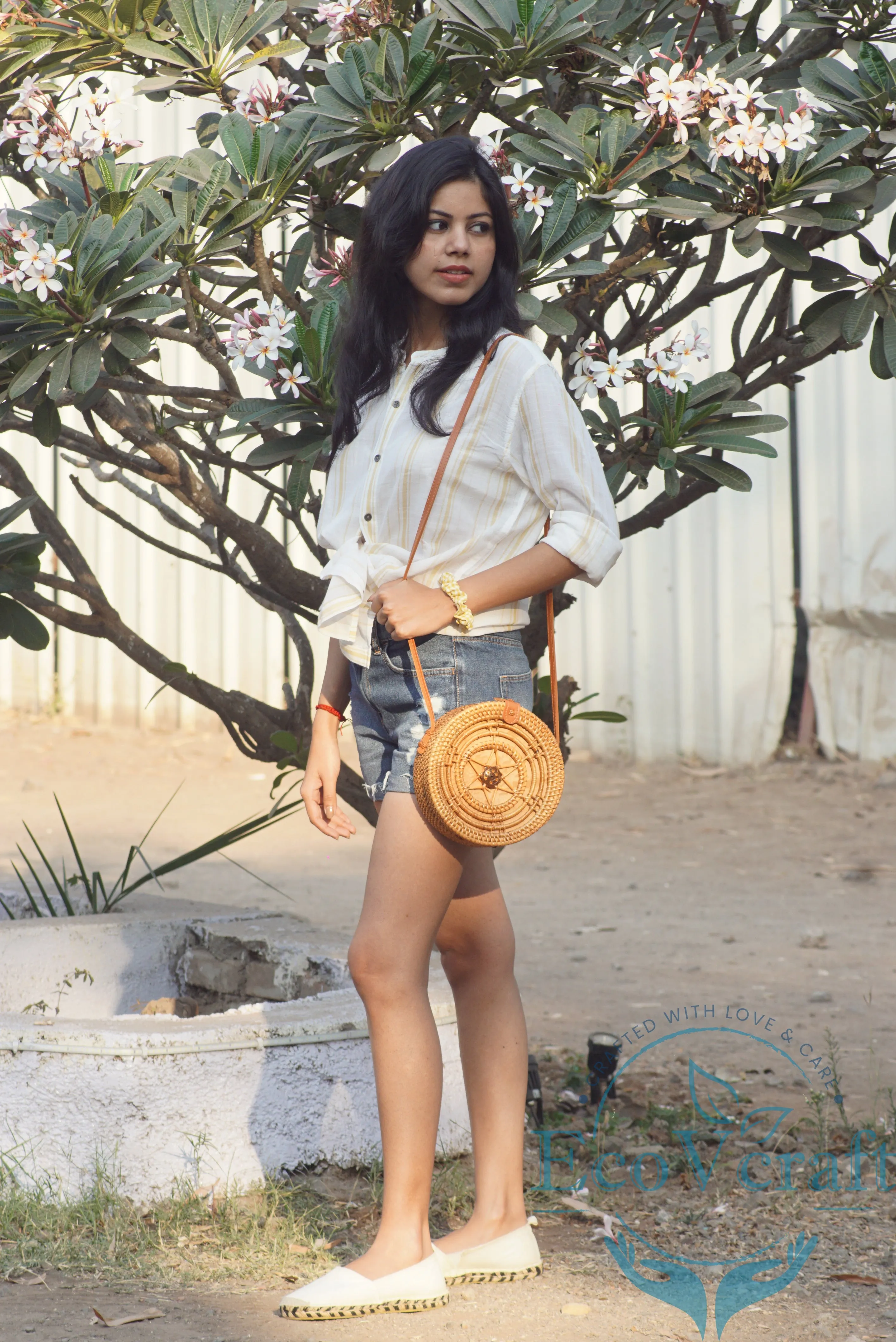 Star Shell Brown Round Sling  Bag
