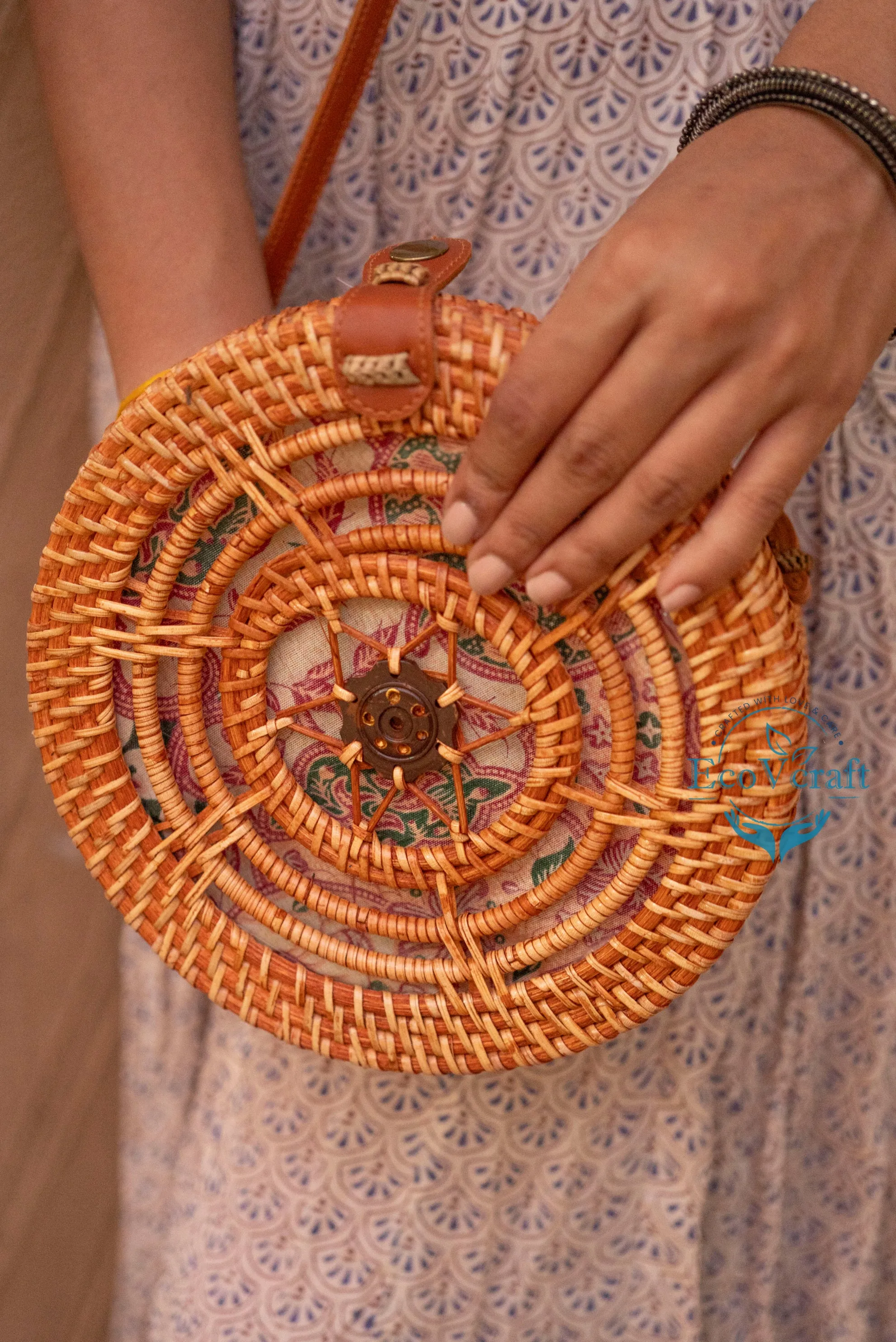 Star Shell Brown Round Sling  Bag