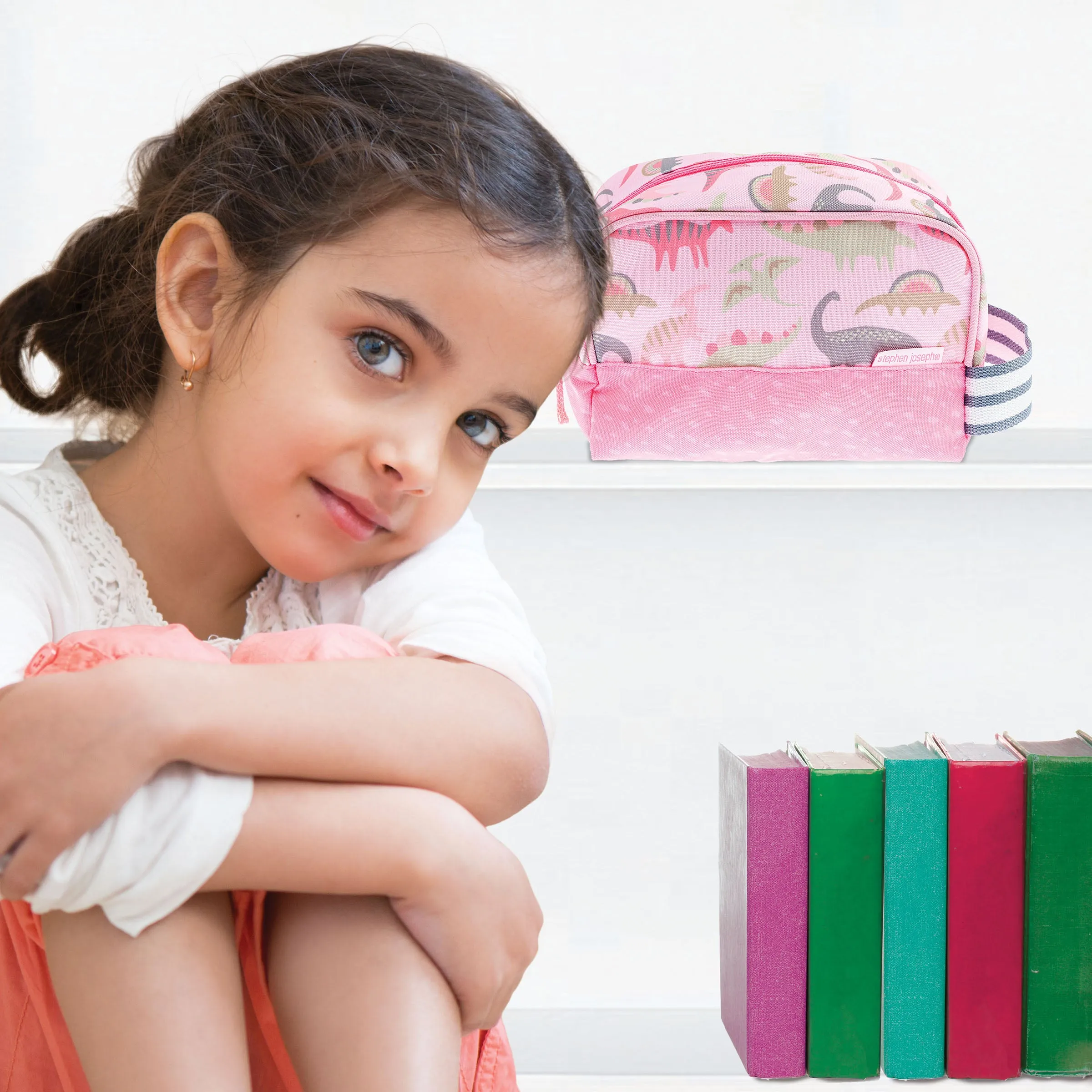 Stephen Joseph Kid's Travel Toiletry Bag, Pink Dinosaurs