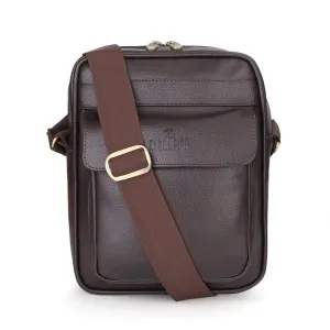 THE CLOWNFISH Della Series Faux Leather Messenger Bag - Adjustable Strap, Water Resistant | One Compartment | Dark Brown