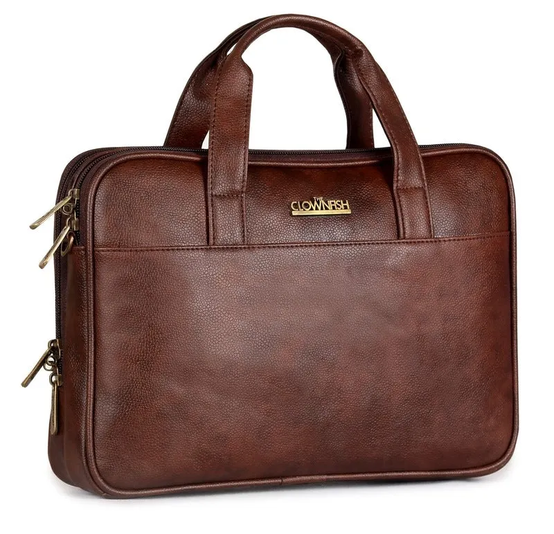 THE CLOWNFISH Herald: Unisex Messenger Bag - Lightweight & Durable | Padded Laptop Compartment | 12 inch | Dark Brown