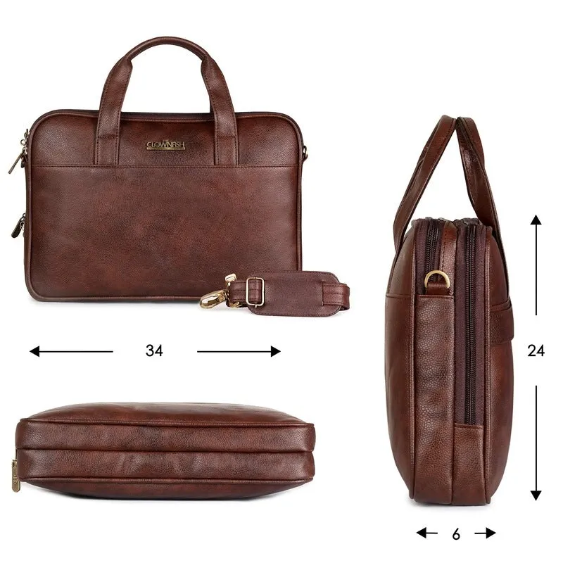 THE CLOWNFISH Herald: Unisex Messenger Bag - Lightweight & Durable | Padded Laptop Compartment | 12 inch | Dark Brown