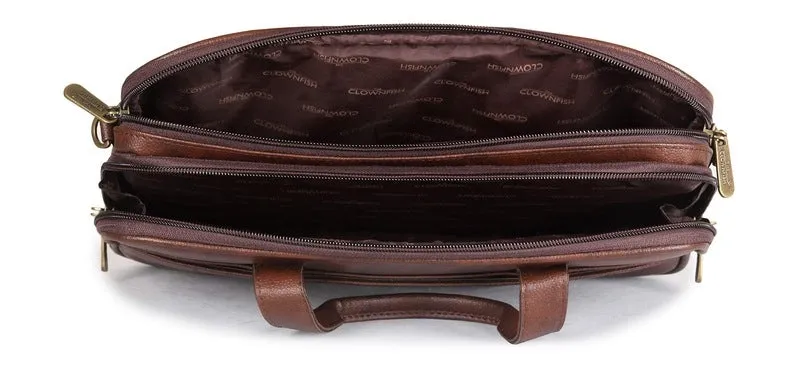 THE CLOWNFISH Herald: Unisex Messenger Bag - Lightweight & Durable | Padded Laptop Compartment | 12 inch | Dark Brown