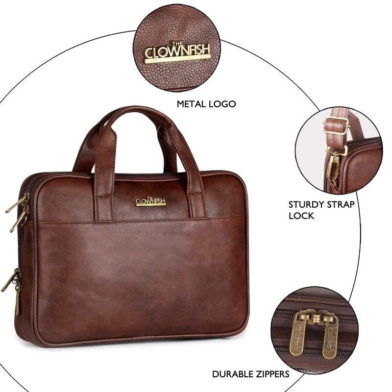 THE CLOWNFISH Herald: Unisex Messenger Bag - Lightweight & Durable | Padded Laptop Compartment | 12 inch | Dark Brown