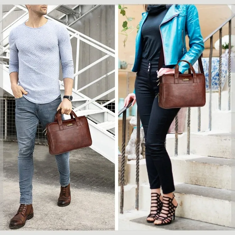 THE CLOWNFISH Herald: Unisex Messenger Bag - Lightweight & Durable | Padded Laptop Compartment | 12 inch | Dark Brown