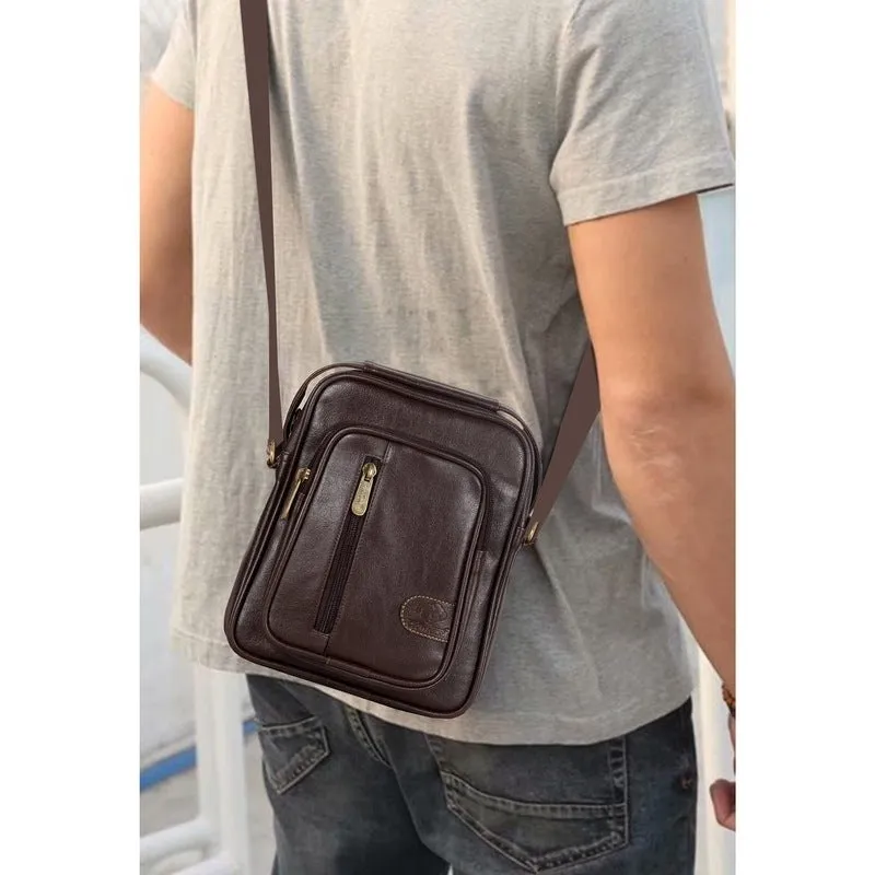 THE CLOWNFISH Idol Faux Leather Sling Bag - Water Resistant, Adjustable Strap | 4.5L | Dark Brown