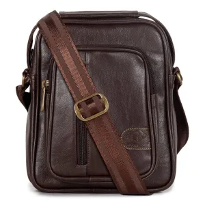 THE CLOWNFISH Idol Faux Leather Sling Bag - Water Resistant, Adjustable Strap | 4.5L | Dark Brown