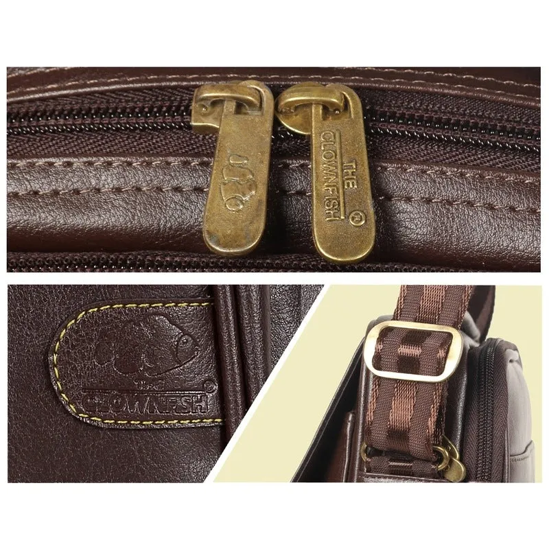 THE CLOWNFISH Idol Faux Leather Sling Bag - Water Resistant, Adjustable Strap | 4.5L | Dark Brown