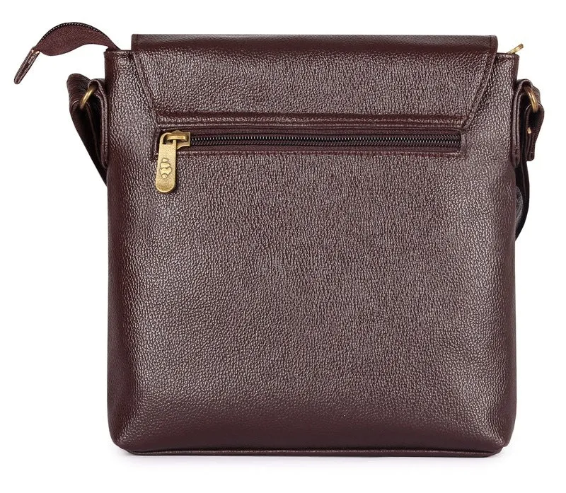 THE CLOWNFISH Maple Series vegan leather Chestnut Brown Messenger Bag