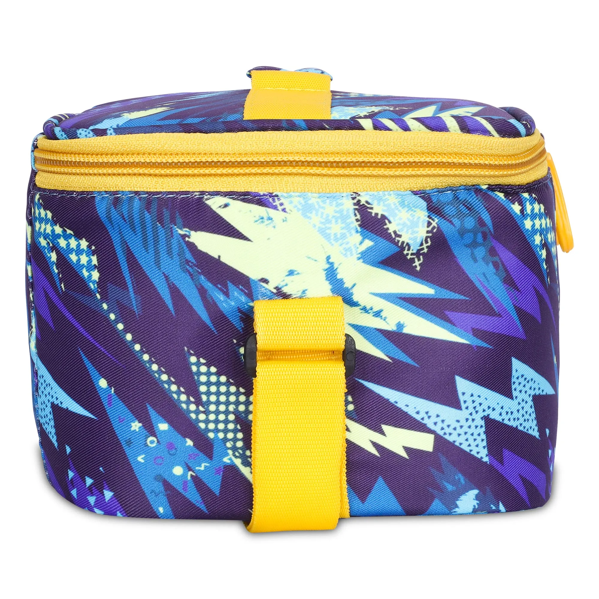 THE CLOWNFISH Snack Attack Series Polyester Printed Tiffin Carry Bag Lunch Bag Lunch Box Carrier Bag for School Picnic Travel Food Storage Bag (Blue)