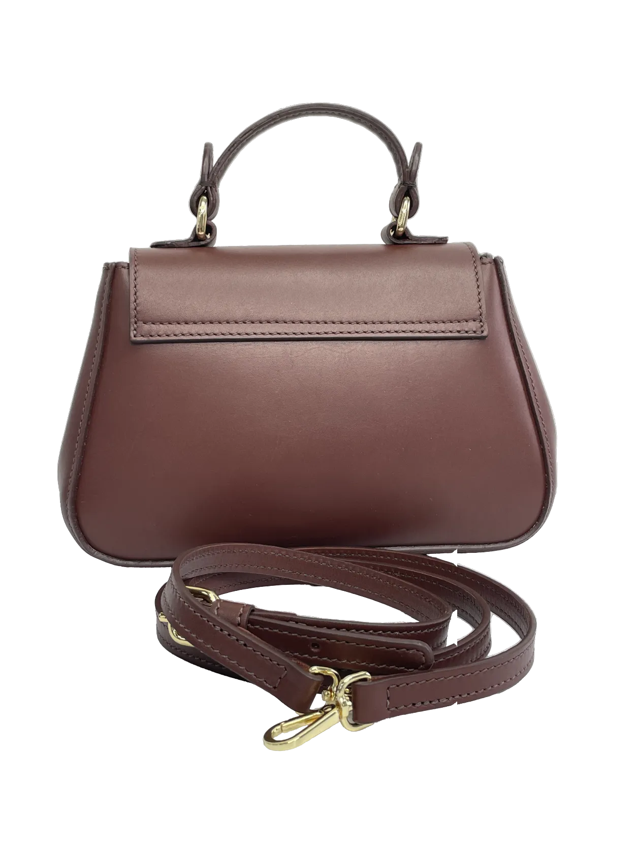 Tusting Handmade in England Brown Leather Mini Holly Crossbody Bag With Top Handle