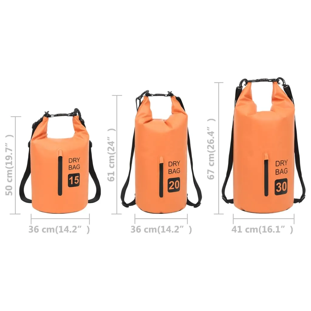 vidaXL Dry Bag with Zipper Orange 15 L PVC
