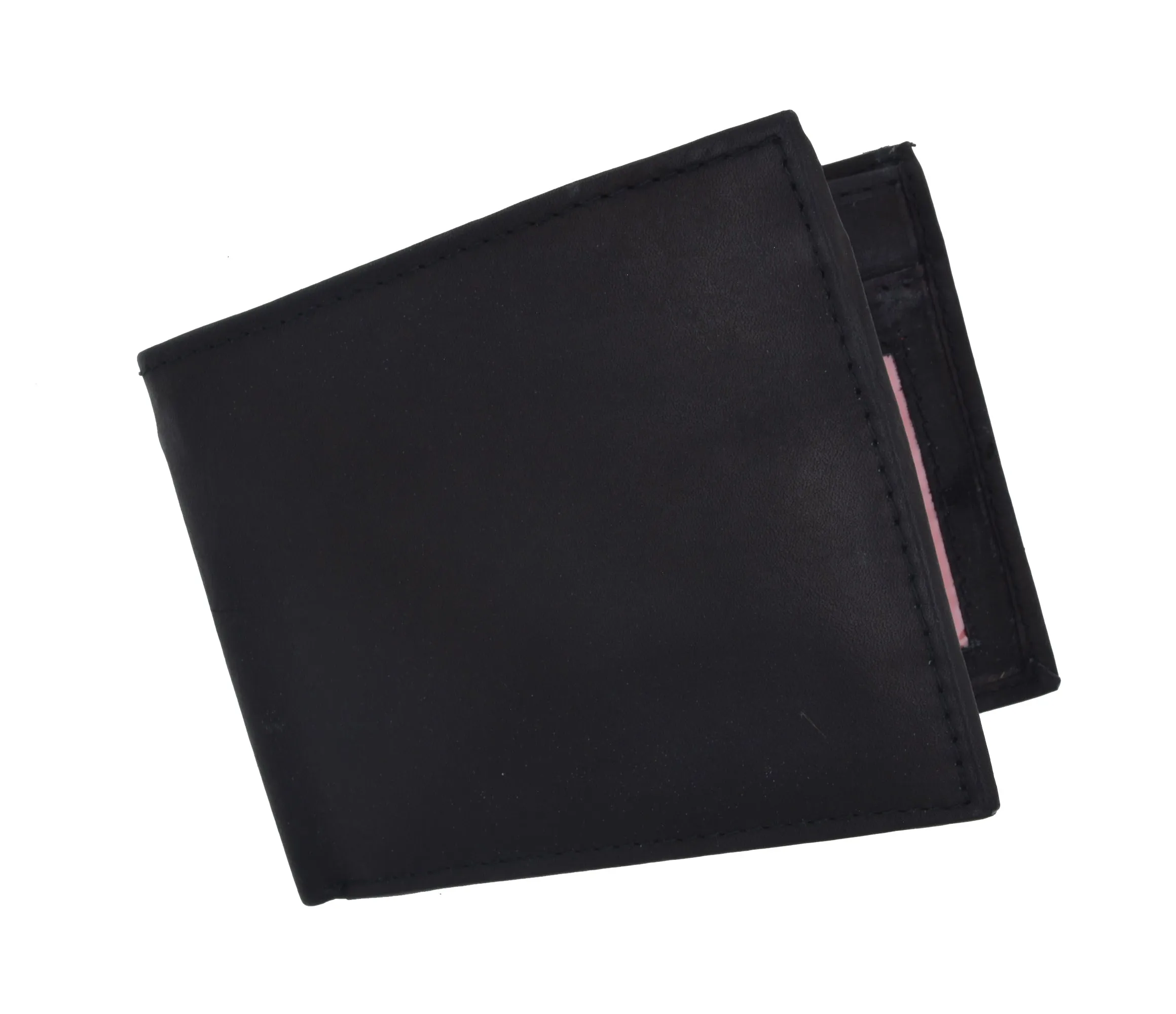 WALLET ULTRA SLIM THIN CREDIT CARD ID MONEY BLACK NEW GENUINE LEATHER