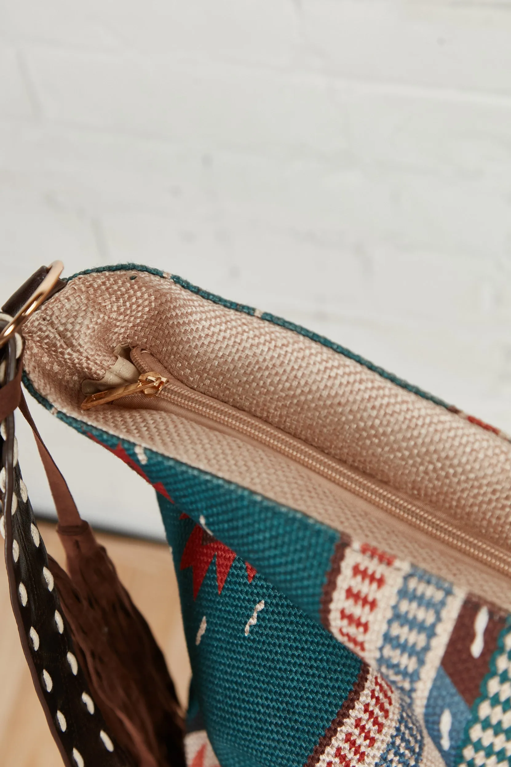 Weekender Sapphire Aztec Tweed Tassel Strap Tote (dropship)