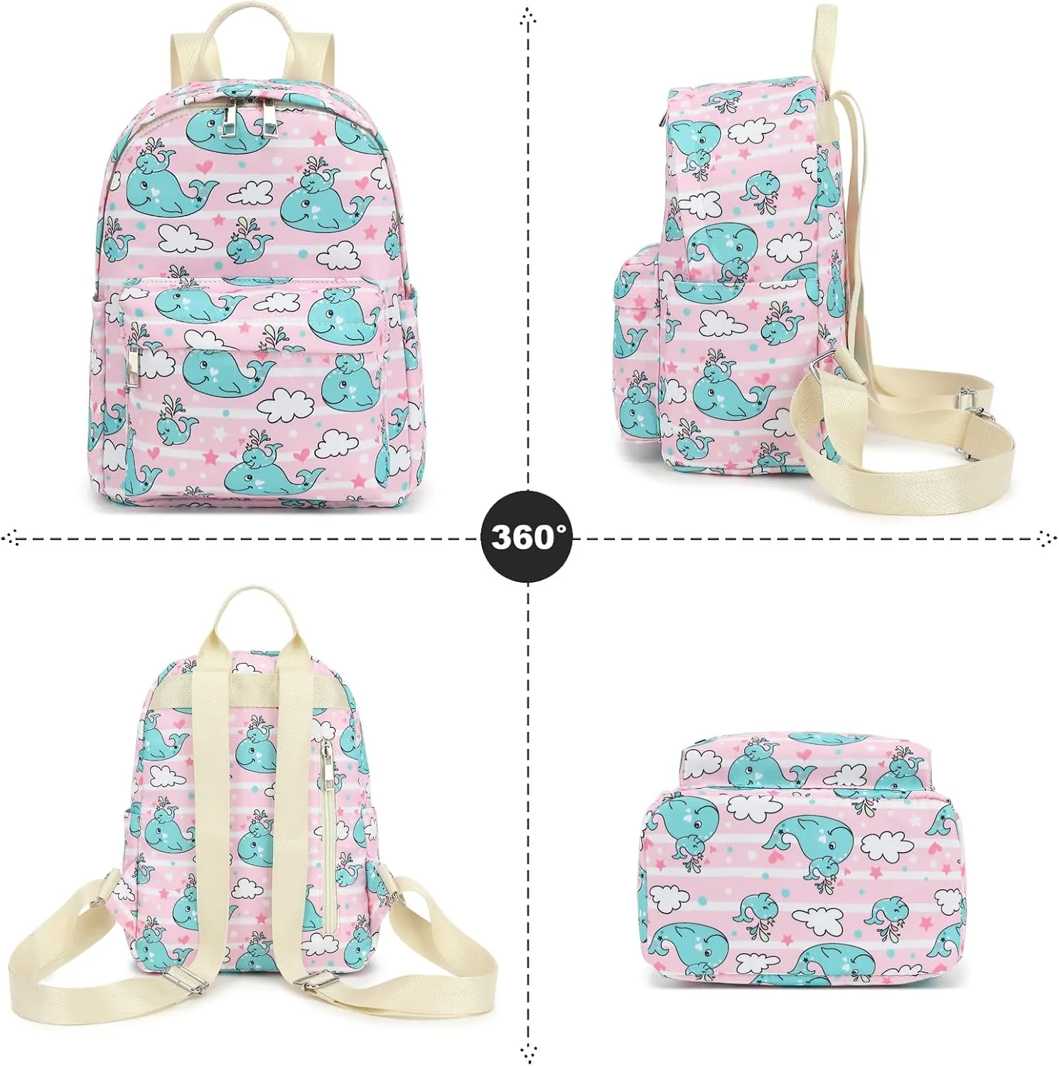 Whale Mini Backpack for Women Girls, Small Backpack Purse for Teens Kids School Travel