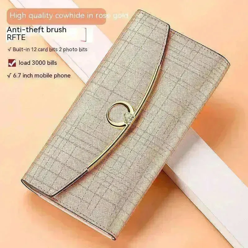 Women's Real Leather Anti theft  Large Capacity Wallet Clutch Bag